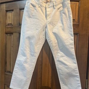 Tory Burch White Denim with Orange Stitching